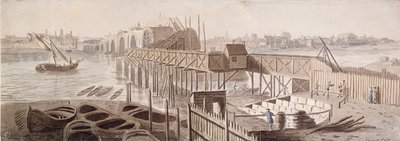 Construction of Blackfriars Bridge, c. 1762 by Francis Grose
