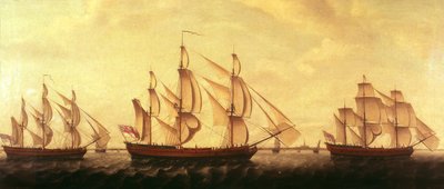 Three Hudson Bay ships in the Thames by Francis Holman