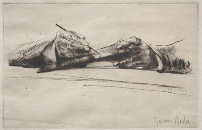 Hands Drypointing by Francis Seymour Haden