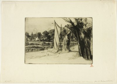 Thames Ditton with a Sail by Francis Seymour Haden