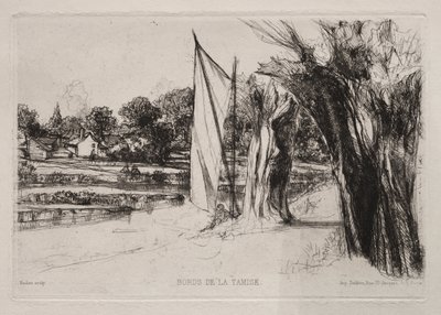 Thames Ditton - With a Sail by Francis Seymour Haden