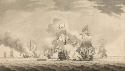 Ships Firing by Francis Swaine