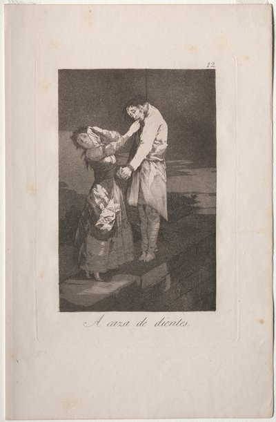 Caprichos: Out Hunting for Teeth by Francisco de Goya