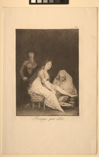 Caprichos: She Prays for Her by Francisco de Goya