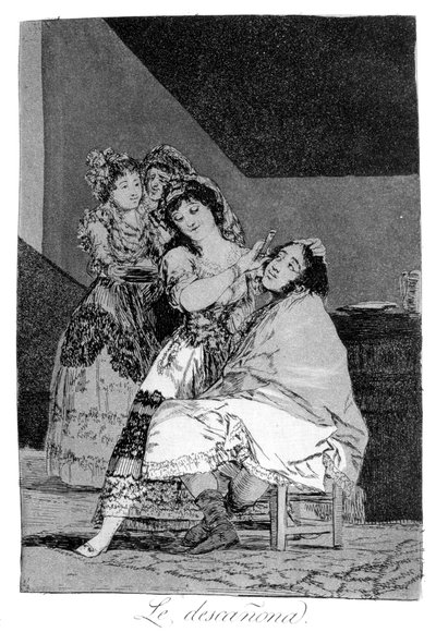 She Fleeces Him, 1799 by Francisco de Goya