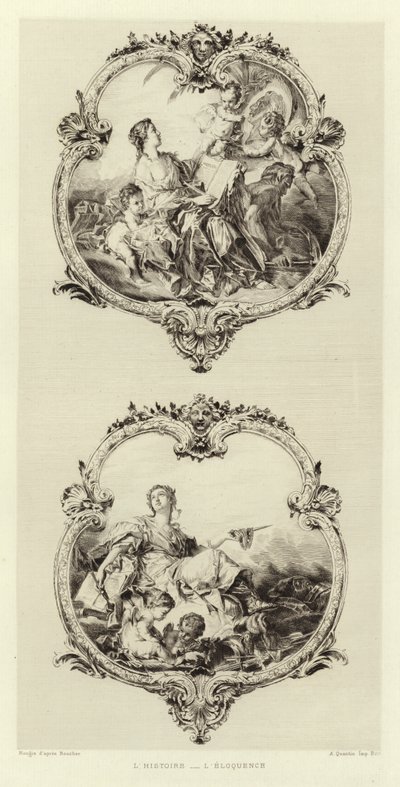 History, Eloquence (engraving) by Francois (after) Boucher