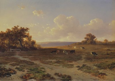 Heath Landscape with Cows, 1852 by Francois Auguste Ortmans