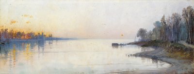 Wide calm river at sunset, Nile landscape by Francois Barry