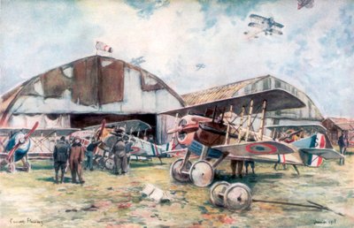 French Fighter Squadron Aerodrome by Francois Flameng