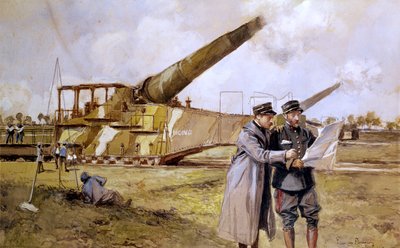Heavy Artillery on the Railway, October 1916 by Francois Flameng