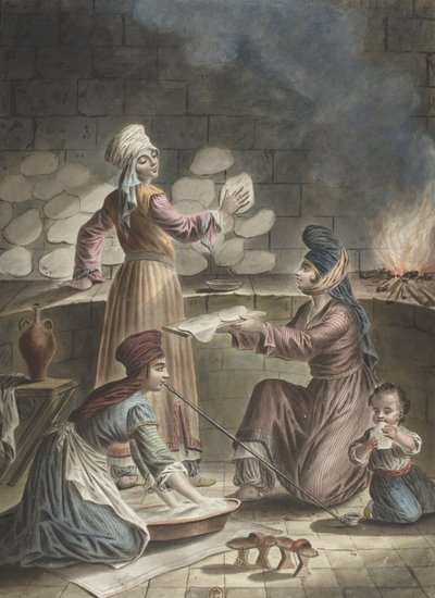Turkish Women Bake Bread by Francois Marie Rosset