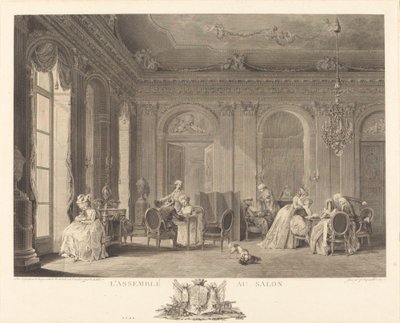 The Assembly in the Salon by Francois Nicolas Barthelemy Dequevauviller after Nicolas Lavreince