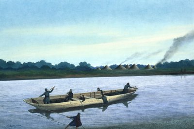 Bronze Age boat on the River Thames by Frank Gardiner
