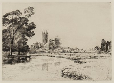Canterbury from the Meadows, 1930 by Frank Short