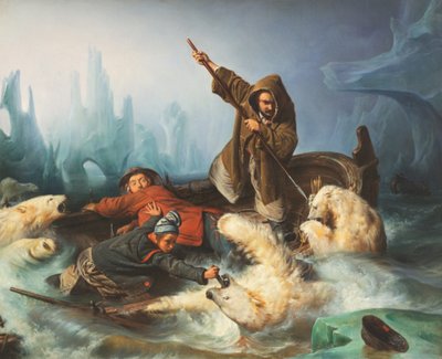 Fighting Polar Bears, 1839 by François August Biard