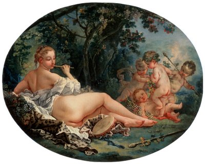 Bacchante Playing a Reed-Pipe by François Boucher