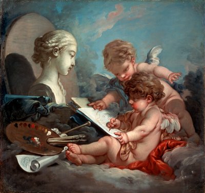 Cupids, Allegory of Painting, 1760s by François Boucher