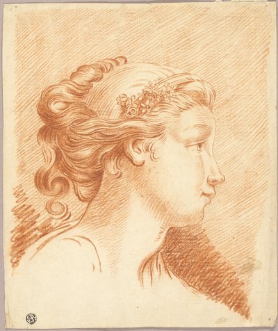 Head of Girl in Profile to Right by François Boucher