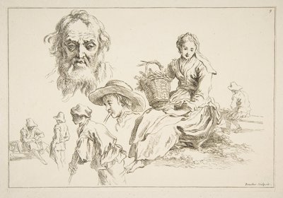 Sheet of Sketches, ca. 1735 by François Boucher