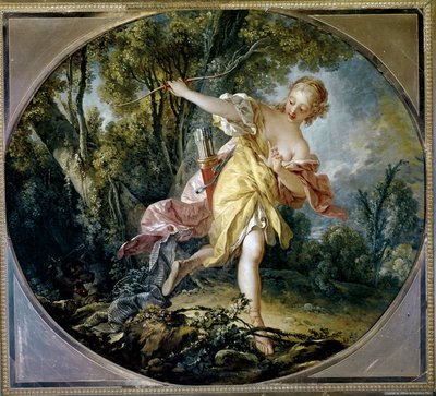 Sylvie flees the wolf she has injured by François Boucher