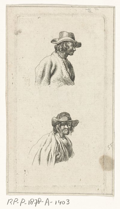Two Male Busts with Hats by François Joseph Pfeiffer (II)