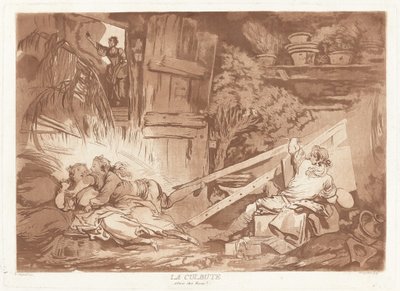 The Tumble by François Philippe Charpentier after Jean Honoré Fragonard, published by Pierre François Basan