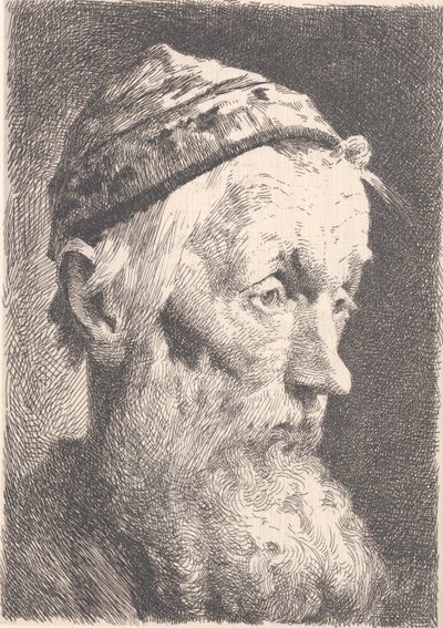 Old Man with White Woolen Hat by Frans Schwartz