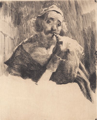 Old shepherd playing bagpipes by Frans Schwartz