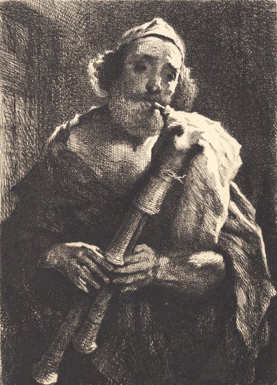 Old Shepherd Playing Bagpipes by Frans Schwartz