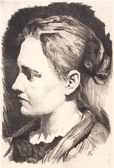 Young Girl in Profile with Hair Up by Frans Schwartz
