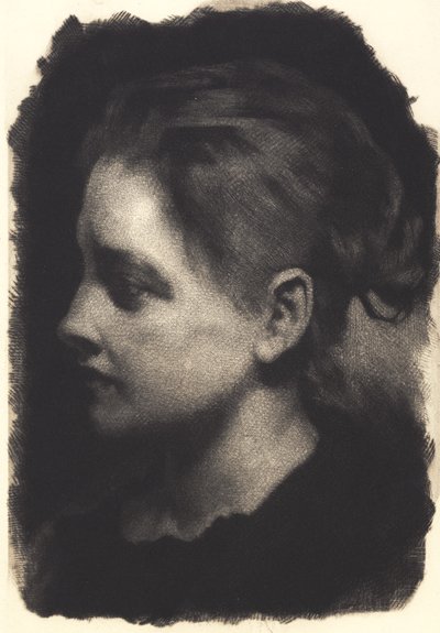 Young Girl in Profile with Hair Up by Frans Schwartz