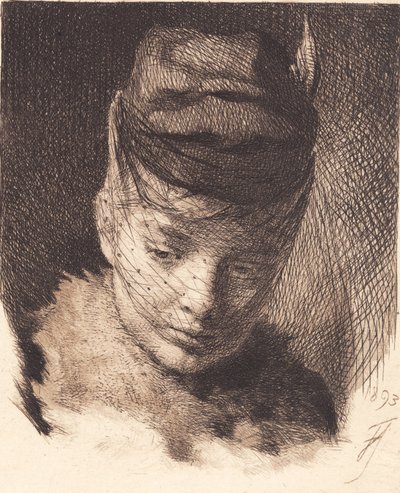 Young Girl with Cap and Veil by Frans Schwartz