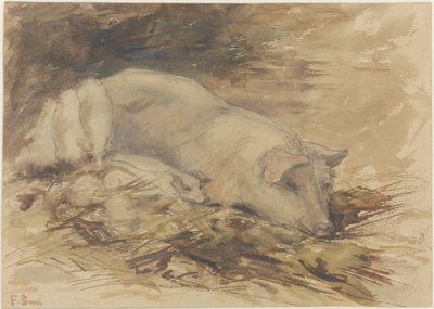 Sow with Piglets by Frans Alexander Evert Lodewijk Smissaert