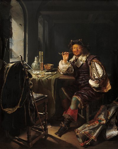 A Soldier Smoking a Pipe by Frans van Mieris