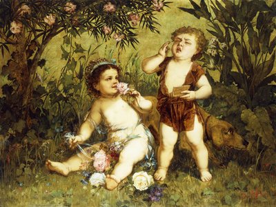 Frolicking Putti by Franz Eybl
