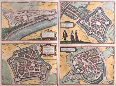Charlemont, Beaumont, Avesnes and Landrecies, France (engraving) by Franz Hogenberg