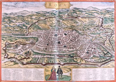 Plan of Rome (Roma), Italy by Franz Hogenberg