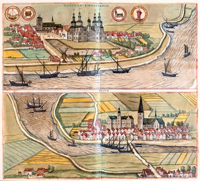 Tonning and Husum, Germany (engraving) by Franz Hogenberg