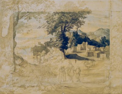 Italian Landscape with Staffage Figures by Franz Horny