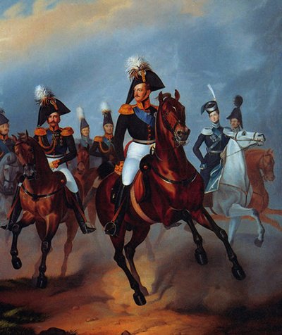 Nicholas I with His Officers, 1835 by Franz Krüger