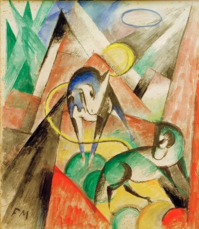 Landscape with Two Horses by Franz Marc