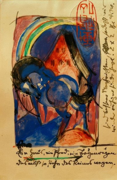 Horse and House with Rainbow by Franz Marc