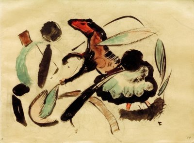 Jumping Horse with Plant Forms by Franz Marc