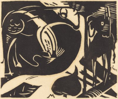 Two Mythical Animals by Franz Marc