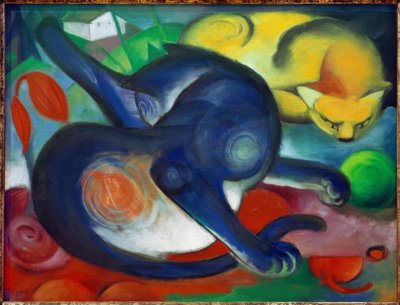 Two Cats, Blue and Yellow by Franz Marc