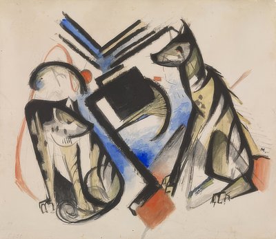 Two Wolves. 1913 by Franz Marc