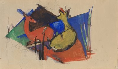 Two Reclining Deer by Franz Marc