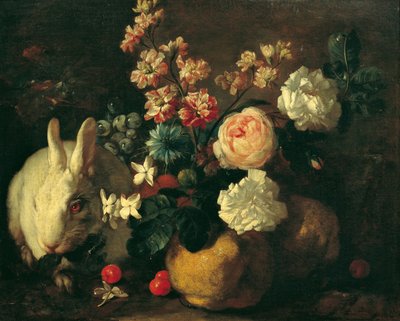 Still Life with Rabbit, Flowers, and Fruits by Franz Werner Tamm