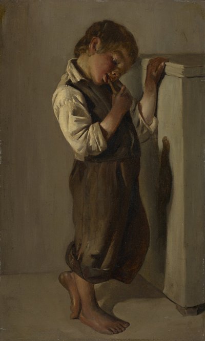 Peasant Boy Eating Bread in the Room by Franz von Lenbach
