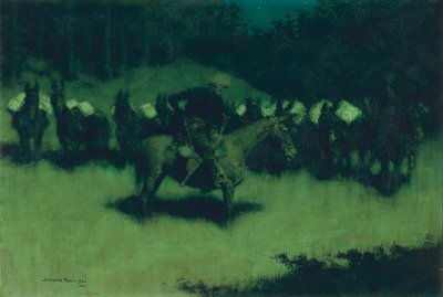 Scare in a Pack Train by Frederic Remington